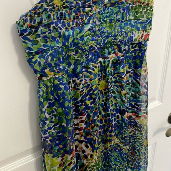 ZARA women’s Multicolor patterned Sleeveless silk Maxi Dress - Picture 2 of 7